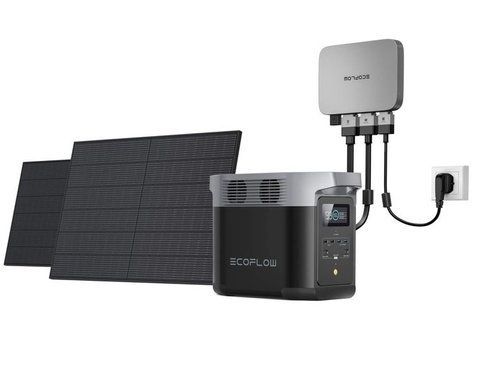 Комплект енергонезалежності EcoFlow PowerStream - мікроінвертор 800W + зарядна станція Delta Max 2000 + 2 x 400W стаціонарні сонячні панелі