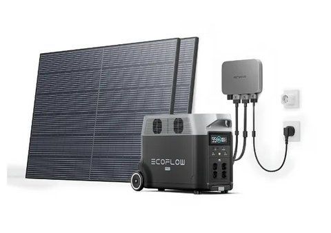 Комплект енергонезалежності EcoFlow PowerStream - мікроінвертор 800W + зарядна станція Delta Pro + 2 x 400W стаціонарні сонячні панелі